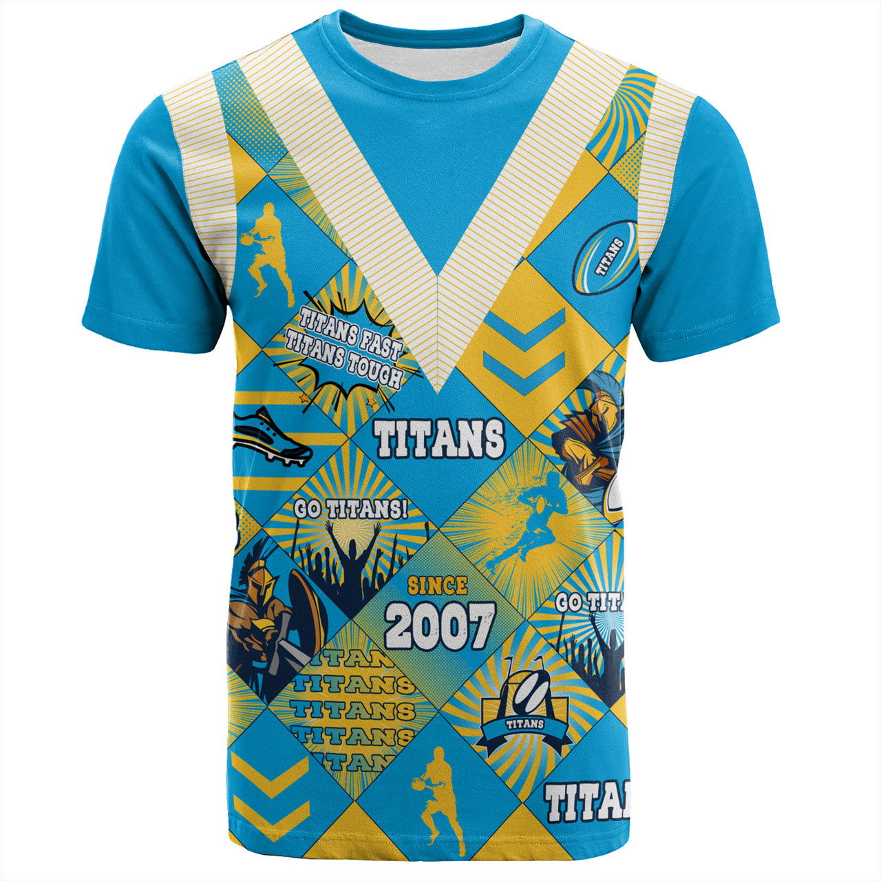 Gold Coast Titans Sport T-Shirt - Argyle Patterns Style Tough Fan Rugby For Life